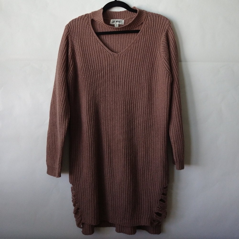 Say What? Tan Sweater Dress